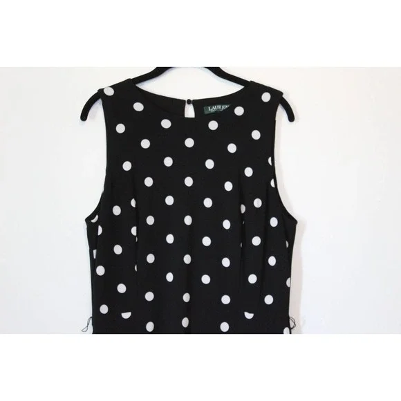 Lauren Ralph Lauren Polka Dot Sleeveless A Line Swing Dress Black Size 14 H14739 - Picture 3 of 10